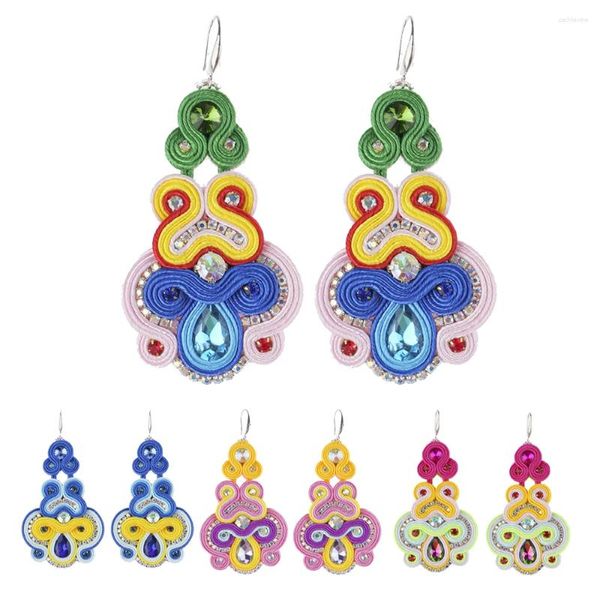 Pendientes colgantes KpacoTa, joyería de moda, gancho para mujer, estilo étnico, colorido Soutache, pendiente colgante hecho a mano para regalo de mujer