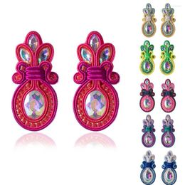 Boucles d'oreilles pendantes KpacoTa ananas en forme de bijoux de mode pour les femmes Soutache tresse à la main ethnique à la mode grande boucle d'oreille rouge vif rose