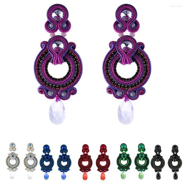 Boucles d'Oreilles Pendantes KPacTa Bijoux de Style Ethnique Dames Pendentif en Cuir Fait à la Main Pompon Multicolore