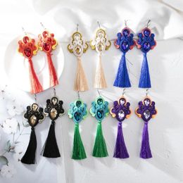 Dange oorbellen Kpacta Fashion Soutache Handmade Lange Tassel Earring Etnische sieraden Vrouwen Crystal Decoratie Drop kledingaccessoires