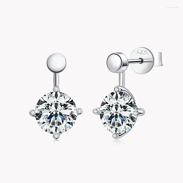 Boucles d'oreilles pendantes KUGG 8mm VVS1 Moissanite veste avec GRA femmes 925 en argent Sterling mode deux vêtements charme haute qualité bijoux