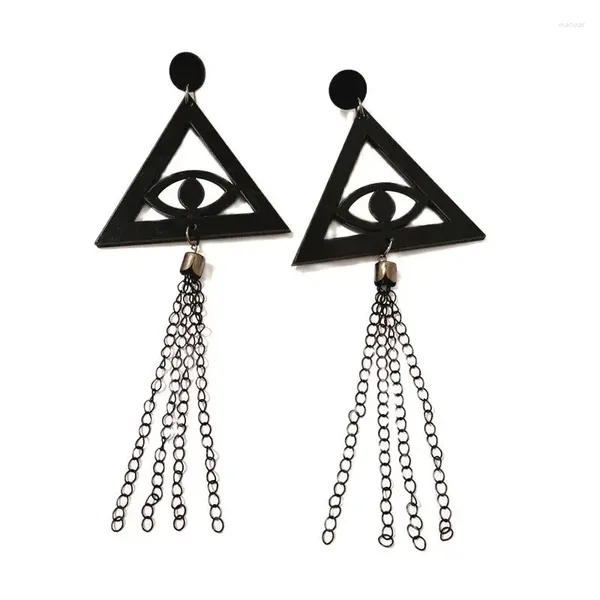 Pendientes colgantes KUGUYS, borla triangular de ojos negros para mujer, joyería acrílica de moda geométrica, accesorios novedosos