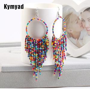 Boucles d'oreilles pendantes Kymyad bohème multicolore perles gland pour femmes à la main Boho oreille Vintage bijoux longue grande déclaration 2024