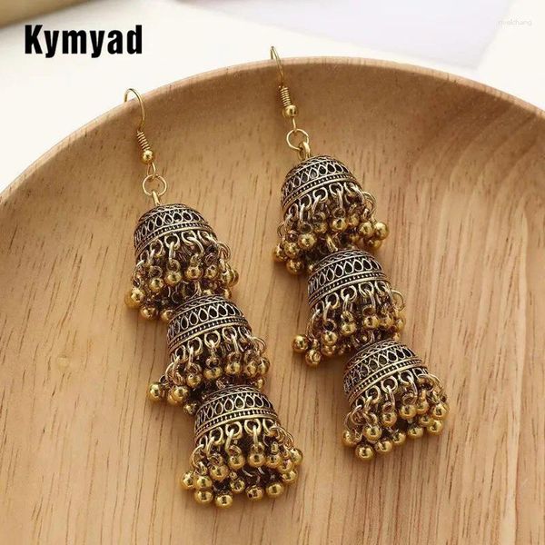 Boucles d'oreilles enveloppées kymyad lanterne vintage en forme longtemps pour les femmes bijoux pendentif cube tombe de petites perles décoration oreille à oreilles