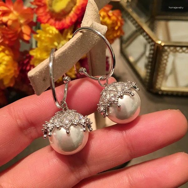 Pendientes colgantes de encaje con perlas y hadas de doble cara para mujer, aretes de lujo para boda y novia