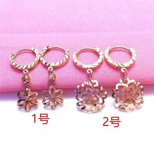 Dangle Oorbellen Dame Sieraden Puur Russisch 585 Paars Goud Echte Kleur Vrouwelijke 14K Rose Westerse Stijl Holle Bloem Oor clip