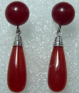 Pendientes colgantes BOCAI de Plata de Ley 925 para mujer, gancho para la oreja, piedra Natural, Vintage, gota de agua, pan, pendientes grandes para fiesta