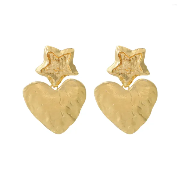 Boucles d'oreilles pendantes en forme d'étoile pour femmes, pendentif en métal en forme de cœur, bijoux géométriques exagérés, cadeaux de fête des mères, vente en gros
