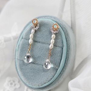 Boucles d'oreilles pendantes LAMOON élégante opale naturelle perle d'eau douce cristal blanc goutte boucle d'oreille en argent Sterling 925 bijoux fins fête EI171