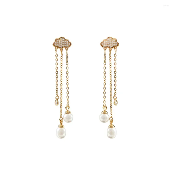 Boucles d'oreilles en peluche lanflora nuages classiques zircon filel femmes perle cuivre en alliage en vrac