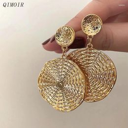 Pendientes colgantes de metal redondo de metal grande para mujeres accesorios de fiestas elegantes estilos de moda de diseñador vintage C1540