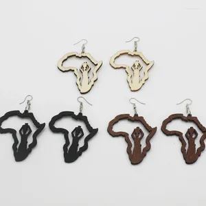 Dangle Oorbellen Lasersnijden Afrikaanse kaart Moederland Houten Drop Gegraveerd I Love Africa Vintage Houten Sieraden voor vrouwen