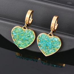 Boucles d'oreilles en peluche Leeker 316l en acier inoxydable vert bleu cristal chroporce pour les femmes bijoux en or cadeau copine 937 lk3
