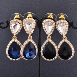 Boucles d'oreilles LEEKER rétro bleu larme pierre boucle d'oreille pour femmes couleur or boucles d'oreilles mode bijoux accessoires de mariage 006 LK2