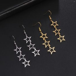 Boucles d'oreilles pendantes Lemegeton étoiles pentagramme pour femmes, bijoux d'oreille en acier inoxydable, cadeau d'amitié