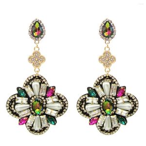 Boucles d'oreilles pendantes Lianxyfu cristal multicolore pour femmes longues bohème Oorbellen Vintage Kolczyki goutte bijoux exquis