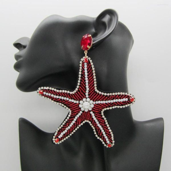 Boucles d'oreilles pendantes Lianxyfu fait à la main perlé grande taille étoile de mer pour les femmes grande boucle d'oreille Oorbellen vêtements accessoires bijoux bricolage