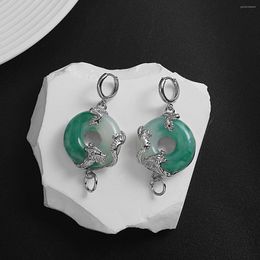 Boucles d'oreilles pendantes Lifefontier pierre verte longue chaîne gland goutte pour les femmes 2023 chine Dragon acrylique pendentif boucle d'oreille bijoux cadeaux