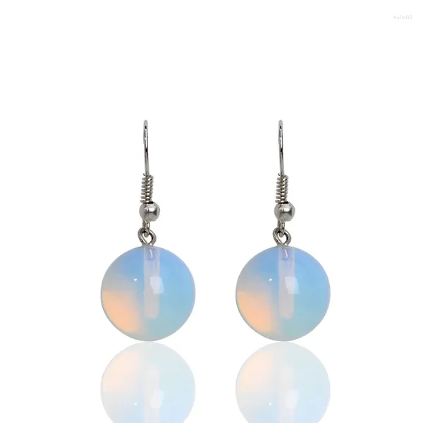 Pendientes colgantes azul claro ópalo piedra gema forma de bola Pendiente joyería de moda gota de cristal para Mujer Pendientes Mujer