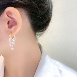 Dangle Boucles D'oreilles Lumière De Luxe Bijoux De Mode Exquis Translucide Strass Chaîne Coréenne All-match