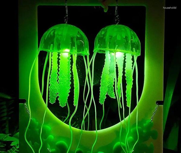 Boucles d'oreilles pendantes illuminent les méduses Festival sirène bijoux Rave néon UV lueur océan nautique poulpe oursin sous-marin vie marine bijoux