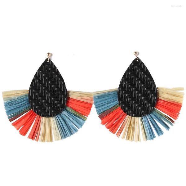 Boucles d'oreilles pendantes légères goutte d'eau barre de sable boucle d'oreille goutte cuir Lafite frange gland