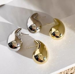 Bengelen oorbellen lichtgewicht holle druppel oorbellen voor dame eenvoudige waterdrop dikke metaal real gold plating bottega druppel oorrang sieraden geschenken