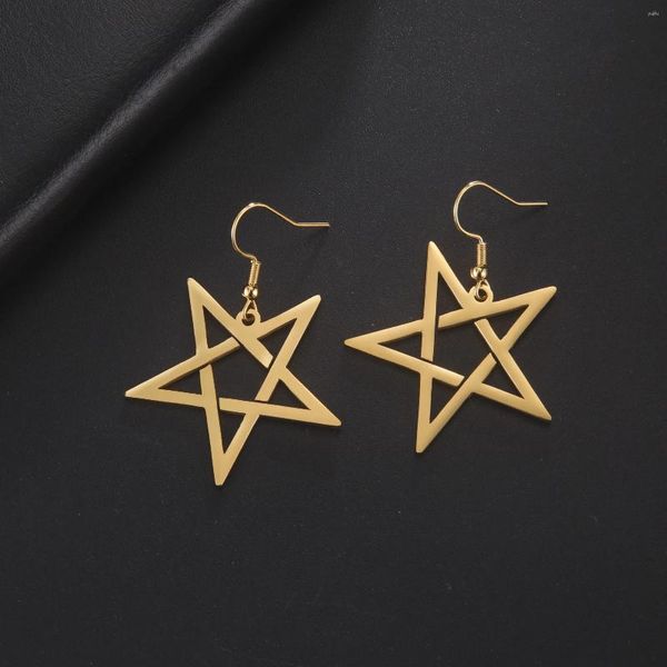 Boucles d'oreilles pendantes LIKGREAT pentagramme étoile pendentif Hippie en acier inoxydable goutte pour femmes Punk amulette 2024 tendance bijoux cadeau