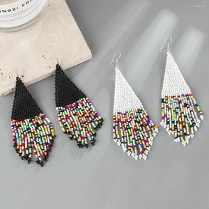 Boucles d'oreilles pendantes LIMAX 2024, perles de riz pour femmes, bijoux longs, pendentifs, pompon goutte, boucles d'oreilles bohèmes