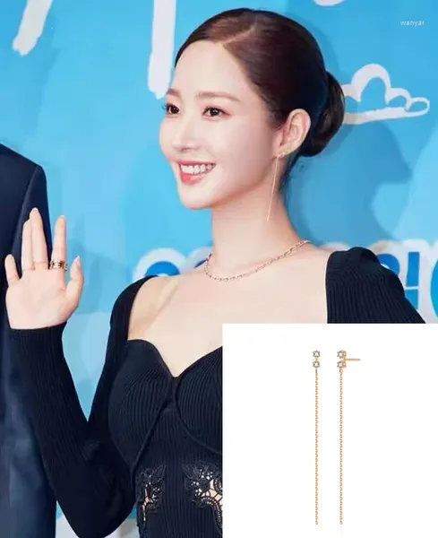Boucles d'oreilles pendantes ligne élégante parc Min jeunes de l'agence météorologique drame coréen TV pour femmes filles Piercing