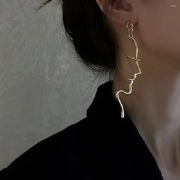 Bungelen oorbellen lijnen gezicht voor vrouwelijke piercing sieraden overdreven retro abstracte kunst gepersonaliseerde mode oorstekers