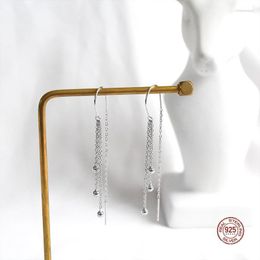 LKO – boucles d'oreilles pendantes en argent Sterling 925 véritable, chaîne de perles, longues pampilles, bijoux de Style Simple pour femmes, accessoires de fête de mariage