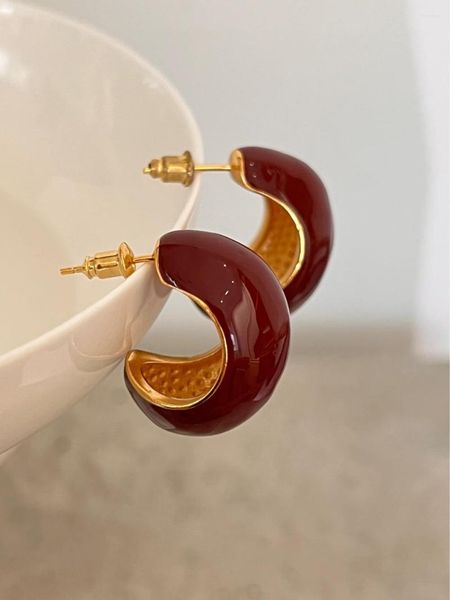 Pendientes colgantes LONDANY French Cherry Color Drip Anacardo Forma Círculo C