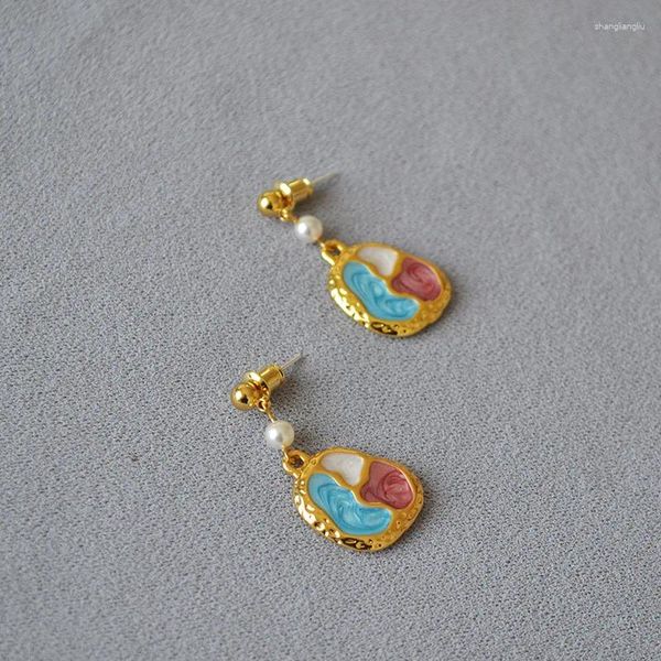 Pendientes colgantes LONDANY Arte de nicho coreano Retro Esmalte de colores Pintura al óleo Paleta de colores Mujer