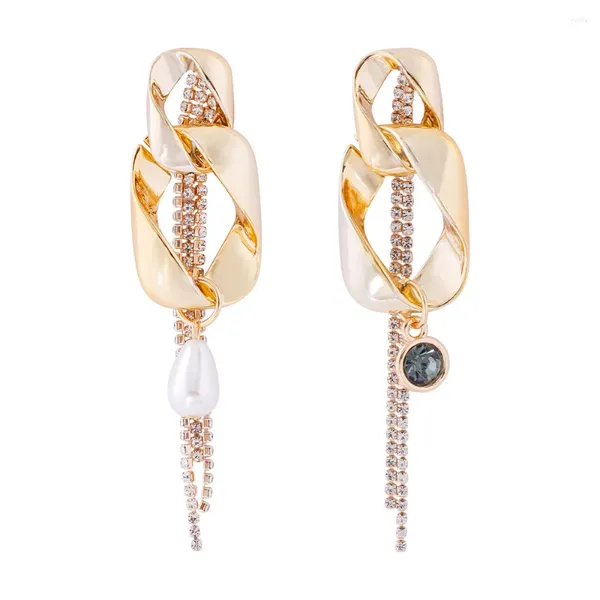 Boucles d'oreilles pendantes longues pour femmes, imitation perle, strass complet, pompon, goutte, Vintage, bijoux Brincos, 2024