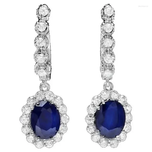 Pendientes colgantes de larga duración con amconia cúbica azul accesorios de lujo de altura de moda para mujeres Joyas de temperamento de fiesta de bodas