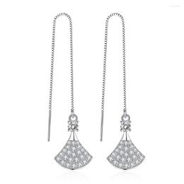 Boucles d'oreilles pendantes longues pampilles ligne d'oreille cristal ventilateur barre goutte femmes bijoux en argent pour filles cadeau de fête