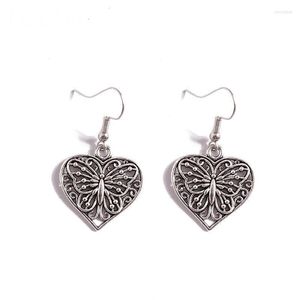 Boucles d'oreilles pendantes LosoDo européen et américain creux papillon pêche coeur rétro tempérament Style ethnique pendentif en forme de coeur