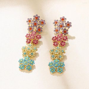 Dangle Oorbellen Los Lady Mode Lente Grote Bloem Hanger Voor Vrouwen Luxe Elegante Kristallen Groothandel Sieraden Bijoux