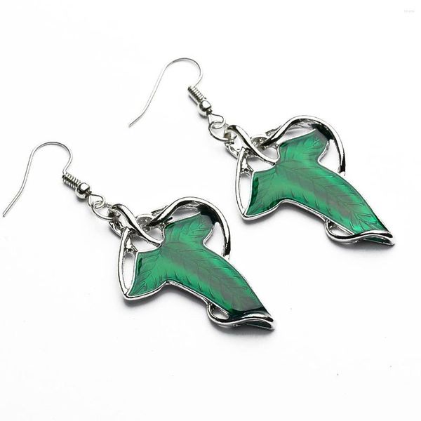 Pendientes colgantes LOTR película hoja pendiente elfo verde gota Arwen Evenstar Metal aleación gota joyería Cosplay accesorios mujer regalo