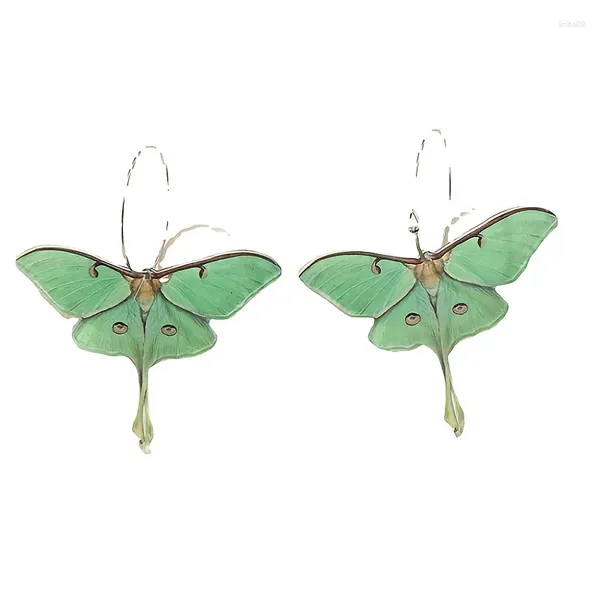 Boucles d'oreilles pendantes Lotus Moth Acrylique Insecte Punk Pull Wind Drag Ear Ring Papillon