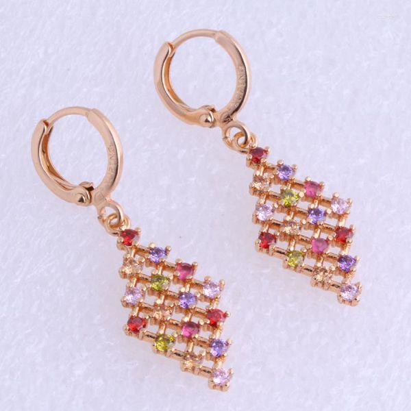 Boucles d'oreilles pendantes Love Monologue géométrique multicolore, imitation péridot/grenat/Morganite cristal jaune or couleur goutte X0321