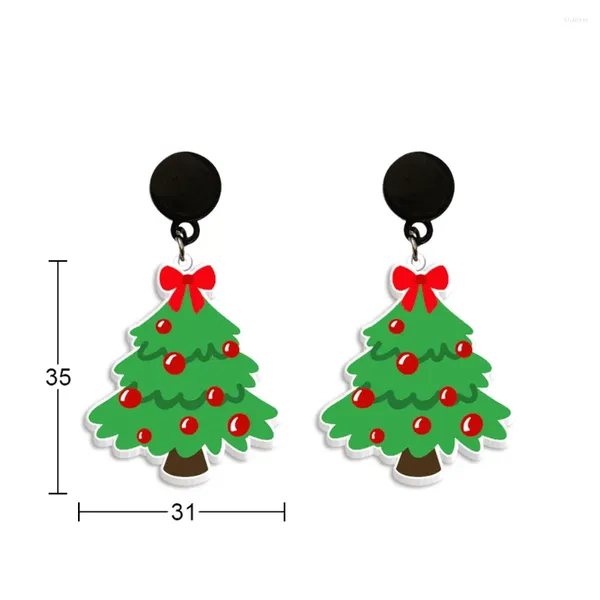 Orecchini pendenti adorabili alberi di Natale in acrilico per le donne Glitter pupazzo di neve Natale nastro nero regalo gioielli goccia