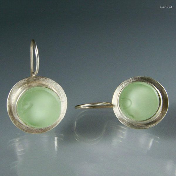 Boucles d'oreilles pendantes en pierre de lune verte, joli petit cercle, goutte, bijoux tendance, couleur or argent, perles en résine Moda 2023