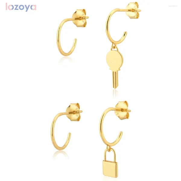 Boucles d'oreilles en peluche Lozoya 925 Sterling Silver Slim Locker Key Charm Drop Boucle d'oreille Piercing Pendiente Tiny Fashion Fine bijoux