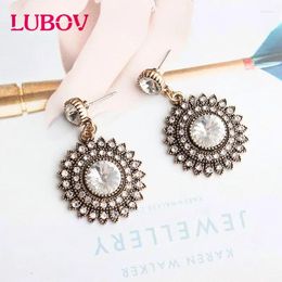 Boucles d'oreilles en peluche lubov exagéré opale rond cristal boucles oreilles pendan femmes déposer bijoux acier inoxydab