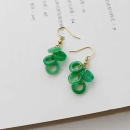 Pendientes colgantes afortunados jadeite jade jade anillo oídos tierras del oído Día de los tontos Aquacultura de San Valentín Fiesta de los regalos de vacaciones
