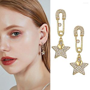 Boucles d'oreilles pendantes alliage de luxe cristal étoile broches pour femme 2023 charme strass perlé boucle d'oreille suspendue accessoires en gros