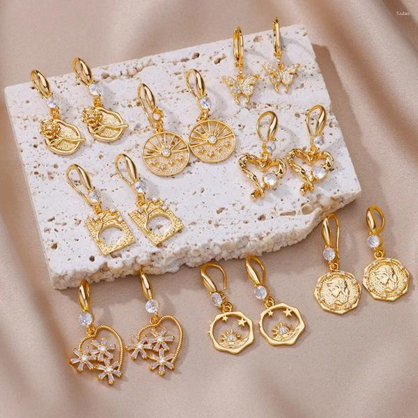 Boucles d'oreilles de luxe papillon amour perle goutte Zircon pour femmes en acier inoxydable Pendientes bijoux de fête de mariage cadeau