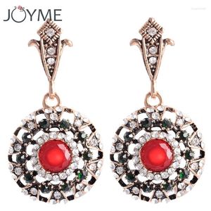 Dangle Oorbellen Luxe Crystal Drop Dames Rood Bruiloftsfeest Antiek Goud Kleur Indiase Mode-sieraden